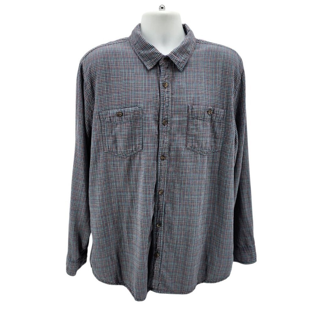 Carbon2Cobalt Mens XL Shirt Double Layer Button Multicolor Check Plaid Preppy